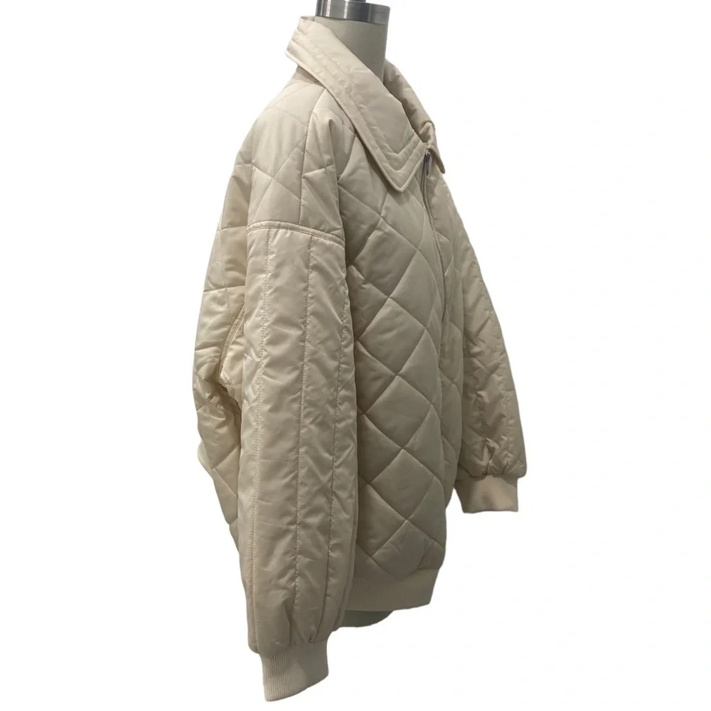 Women's Plus Size Nylon Quilted Bomber Jacket - Wild Fable Off-White Size 1X